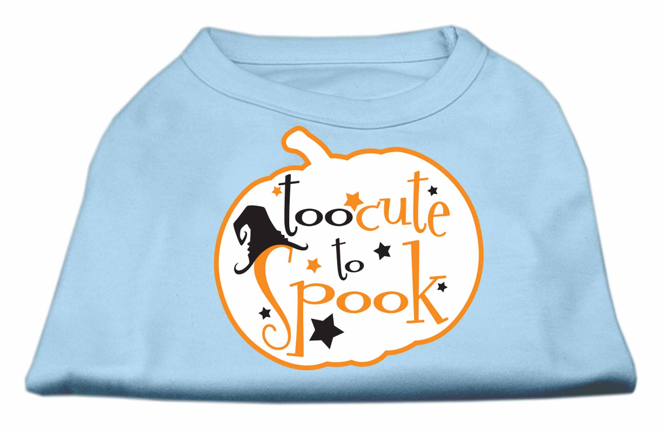 Too Cute to Spook Screen Print Dog Shirt Baby Blue Med